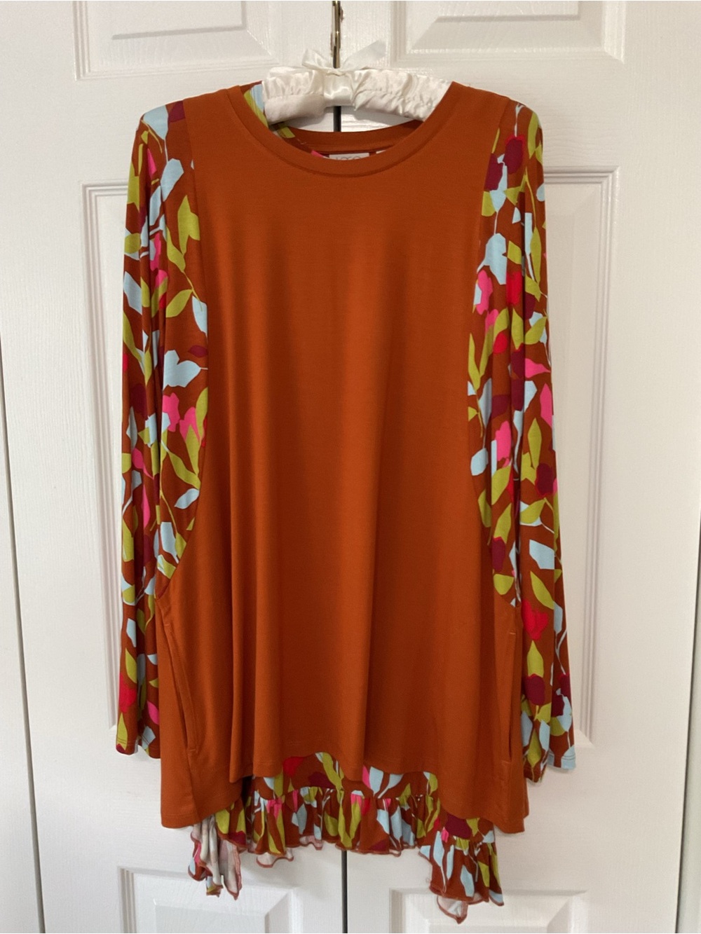 Logo 2 piece Rust Mixed-Print Long Sleeve Top
